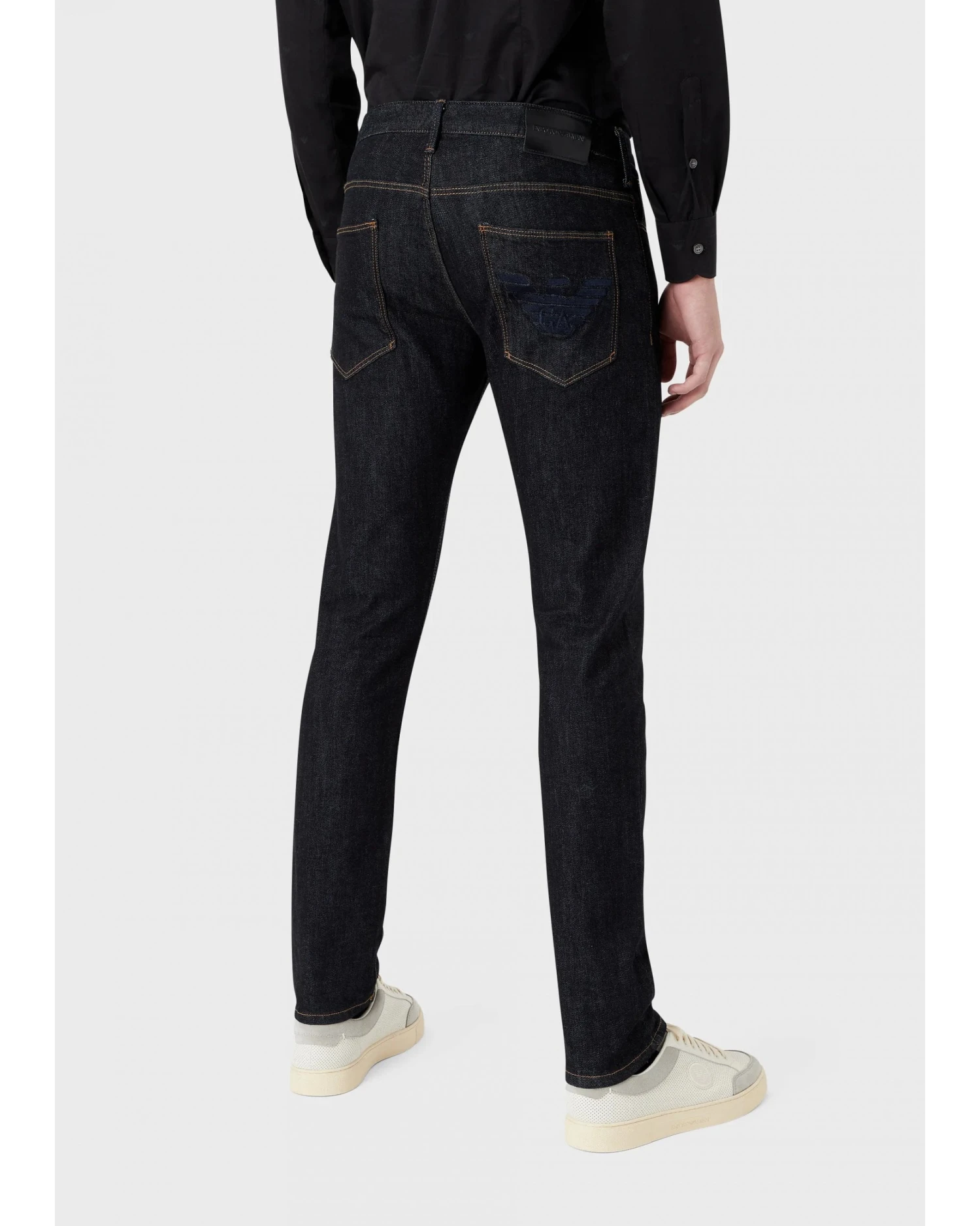 Emporio Armani Mens J06 Slim Fit Embroidered Eagle Jeans, Dark Wash Denim 5 Emporio Armani Mens J06 Slim Fit Embroidered Eagle Jeans, Dark Wash Denim - Image 3