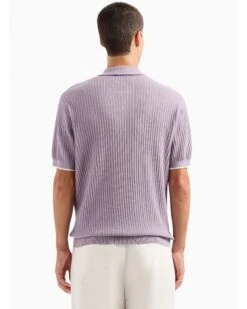 Emporio Armani Mens Knit Patterned Polo Shirt Lilac Purple -Boss Shop emporio armani mens knit patterned polo shirt lilac purple p44593 283747 zoom