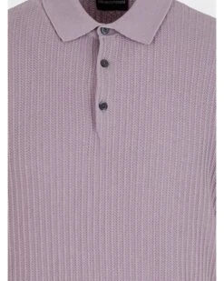 Emporio Armani Mens Knit Patterned Polo Shirt Lilac Purple -Boss Shop emporio armani mens knit patterned polo shirt lilac purple p44593 283750 zoom