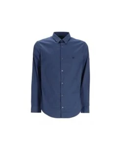 Emporio Armani Mens Stretch Poplin Shirt Ocean Blue
