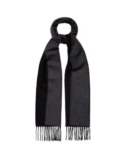 Eton Shirts Mens Black Double-Faced Wool Scarf