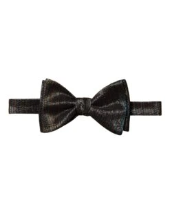 Eton Shirts Mens Black Striped Silk Bow Tie