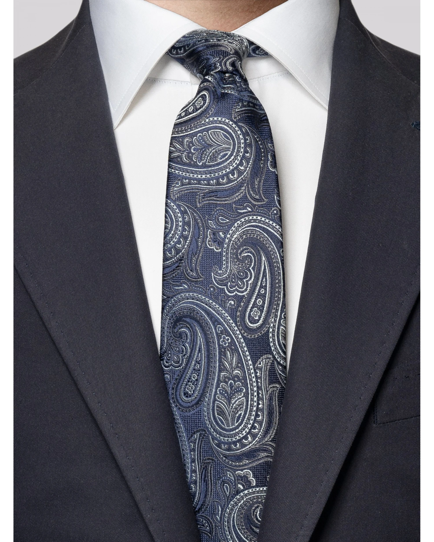 Eton Shirts Mens Blue Jacquard Paisley Silk Tie 4 Eton Shirts Mens Blue Jacquard Paisley Silk Tie - Image 2