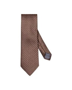Eton Shirts Mens Brown Geometric Pattern Silk Tie