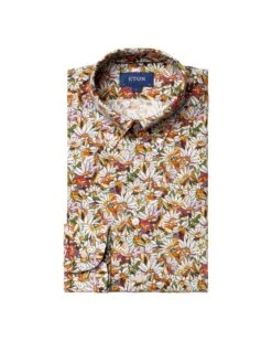 Eton Shirts Mens Contemporary Fit Multicoloured Stained Floral Print Shirt