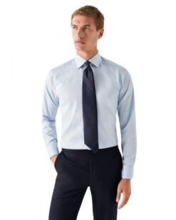 Eton Shirts Mens Contrast Detail Twill Shirt Blue -Boss Shop eton shirts mens contrast detail twill shirt blue p44211 271213 zoom