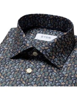 Eton Shirts Mens Dark Blue Slim Fit Fauna Print Signature Twill Shirt -Boss Shop eton shirts mens dark blue slim fit fauna print signature twill shirt p39825 214208 zoom