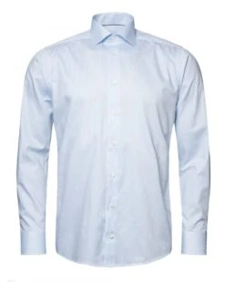Eton Shirts Mens Fine Striped Twill Shirt Light Blue