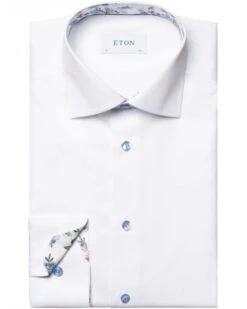 Eton Shirts Mens Floral Insert Shirt White