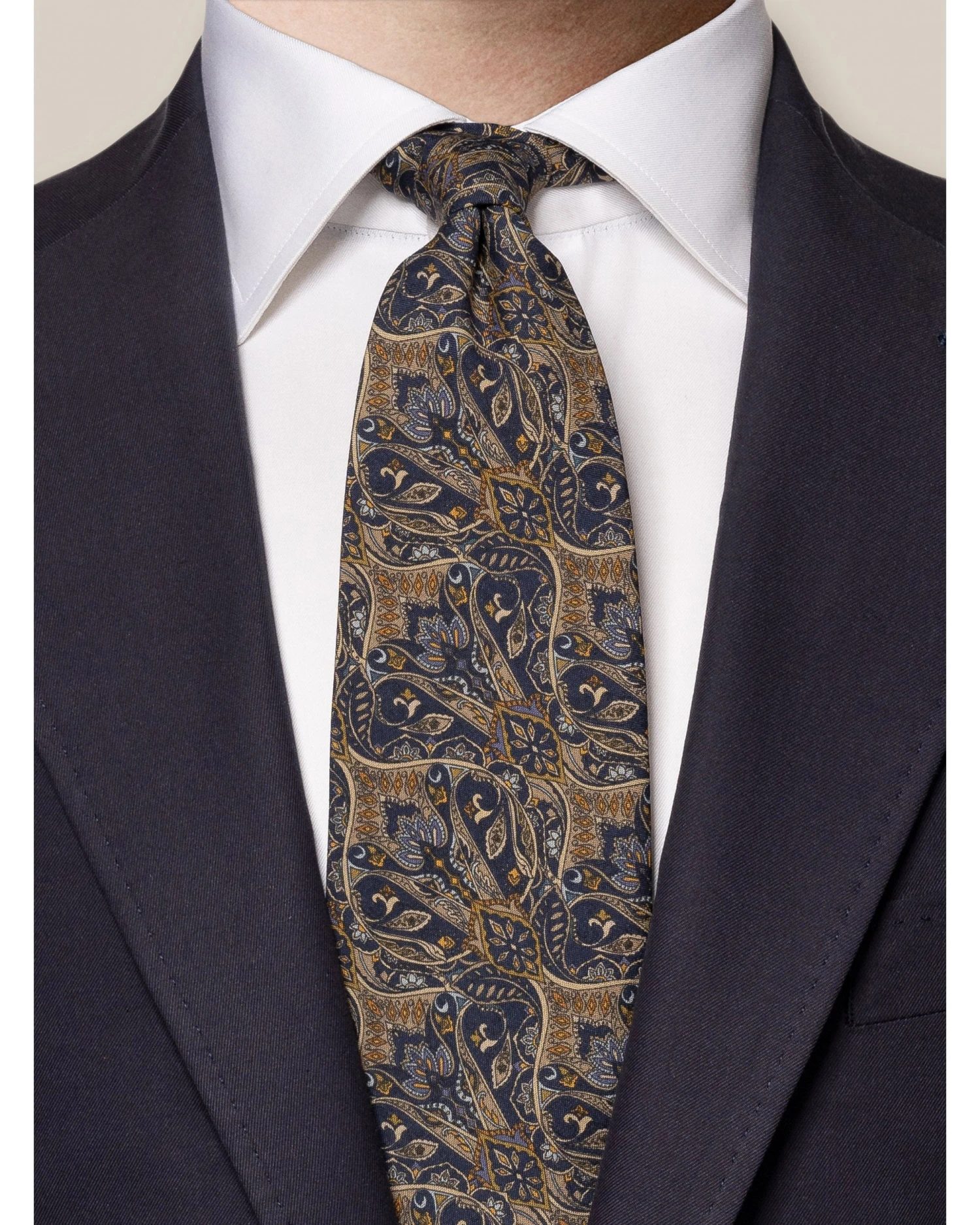 Eton Shirts Mens Floral Pattern Tie Navy 4 Eton Shirts Mens Floral Pattern Tie Navy - Image 2