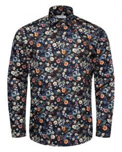 Eton Shirts Mens Floral Print Shirt Navy