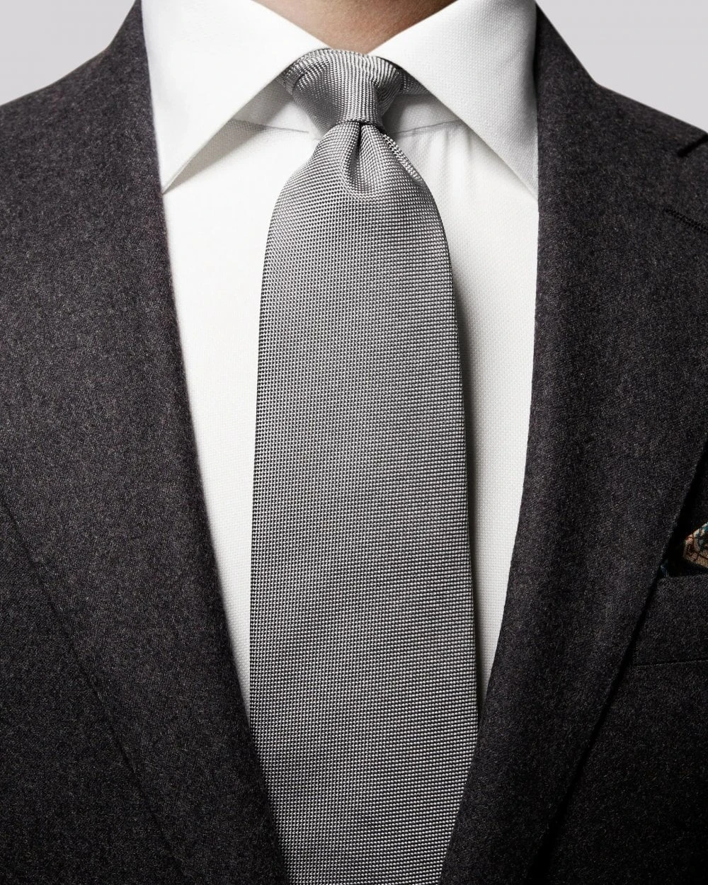 Eton Shirts Mens Grey Basketweave Silk Tie 4 Eton Shirts Mens Grey Basketweave Silk Tie - Image 2
