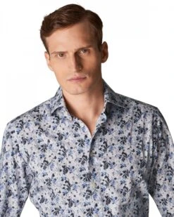Eton Shirts Mens Light Blue/White Floral Print Shirt -Boss Shop eton shirts mens light blue white floral print shirt p41198 231520 zoom