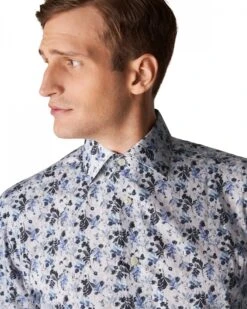 Eton Shirts Mens Light Blue/White Floral Print Shirt -Boss Shop eton shirts mens light blue white floral print shirt p41198 231525 zoom