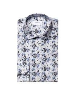 Eton Shirts Mens Light Blue/White Floral Print Shirt -Boss Shop eton shirts mens light blue white floral print shirt p41198 231555 zoom