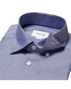 Eton Shirts Mens Lyocell Textured Stretch Shirt Dark Blue -Boss Shop eton shirts mens lyocell textured stretch shirt dark blue p43147 266920 zoom