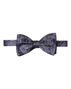 Eton Shirts Mens Navy Blue Paisley Silk Bow Tie