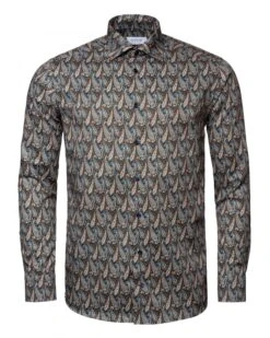 Eton Shirts Mens Navy Blue Slim Fit Paisley Twill Shirt