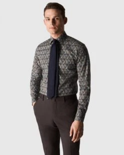 Eton Shirts Mens Navy Blue Slim Fit Paisley Twill Shirt -Boss Shop eton shirts mens navy blue slim fit paisley twill shirt p42166 242276 zoom