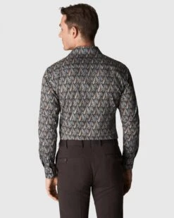 Eton Shirts Mens Navy Blue Slim Fit Paisley Twill Shirt -Boss Shop eton shirts mens navy blue slim fit paisley twill shirt p42166 242281 zoom