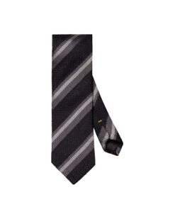 Eton Shirts Mens Navy Striped Grenadine Weave Silk Tie