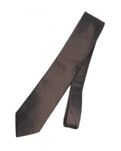 Eton Shirts Mens Pin Dot Basketweave Tie Dark Brown