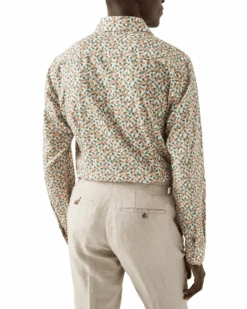 Eton Shirts Mens Pineapple Cotton Print Shirt Orange -Boss Shop eton shirts mens pineapple cotton print shirt orange p44604 280736 zoom