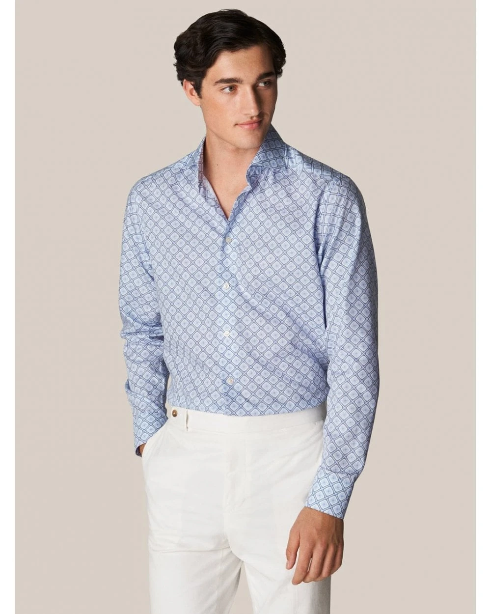 Eton Shirts Mens Powder Blue Medallion Print Shirt 4 Eton Shirts Mens Powder Blue Medallion Print Shirt - Image 2
