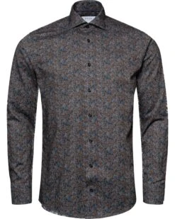 Eton Shirts Mens Small Floral Print Shirt Mid Blue Floral