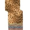 Etro Mens Beige Animal Print Ornamental Frame Scarf