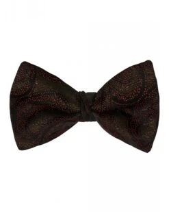 Etro Mens Black Jacquard Paisley Silk Blend Bow Tie
