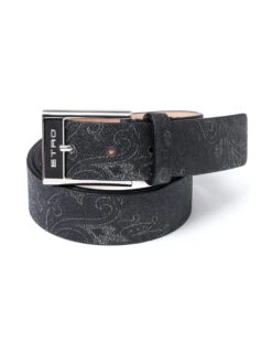 Etro Mens Black Paisley Belt