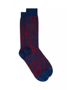 Etro Mens Blue Cotton Jacquard Paisley Socks