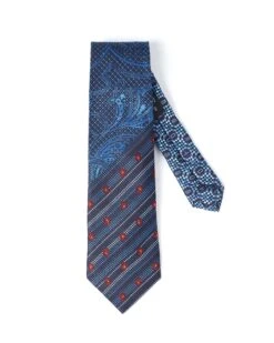 Etro Mens Blue Geometric/Paisley Pattern Tie