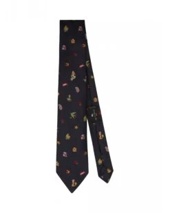 Etro Mens Blue Micro Design Silk Jacquard Tie