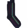 Etro Mens Blue Vertical Stripe Logo Socks