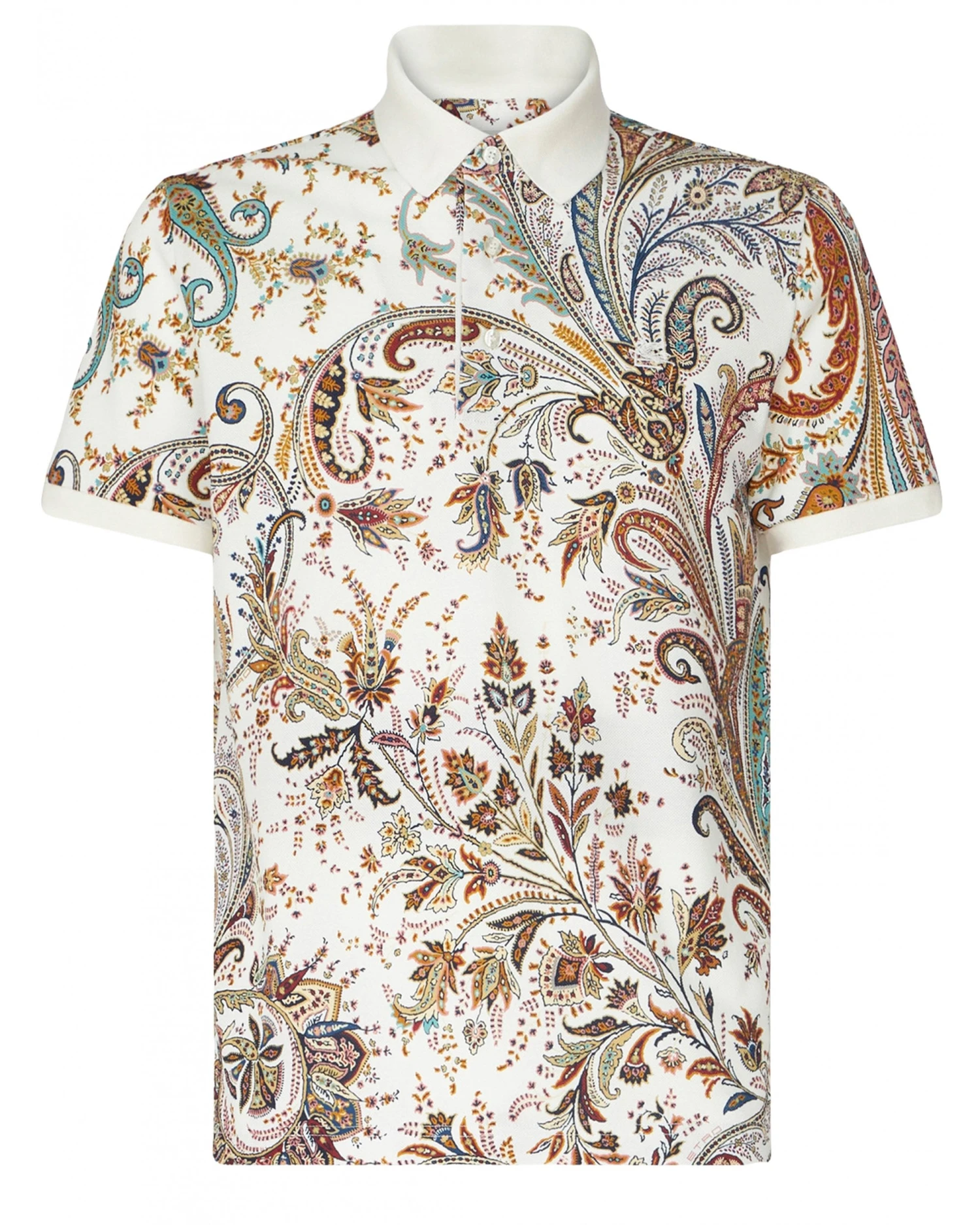 Etro Mens Botanical Floral Print Polo Shirt White 3 Etro Mens Botanical Floral Print Polo Shirt White