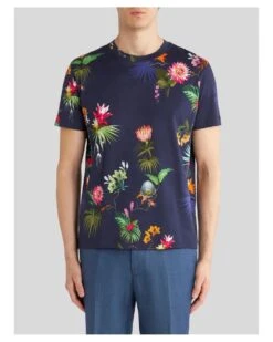 Etro Mens Floral Print T Shirt, Navy Blue Tee -Boss Shop etro mens floral print t shirt navy blue tee p43000 264079 image