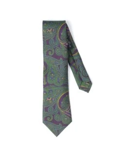Etro Mens Green/Purple All Over Paisley Tie