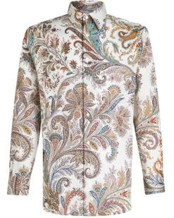 Etro Mens Paisley Floral Print Shirt White