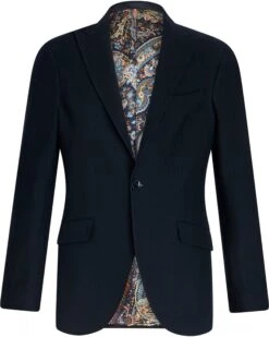 Etro Mens Paisley Lining Blazer Jacket Dark Navy