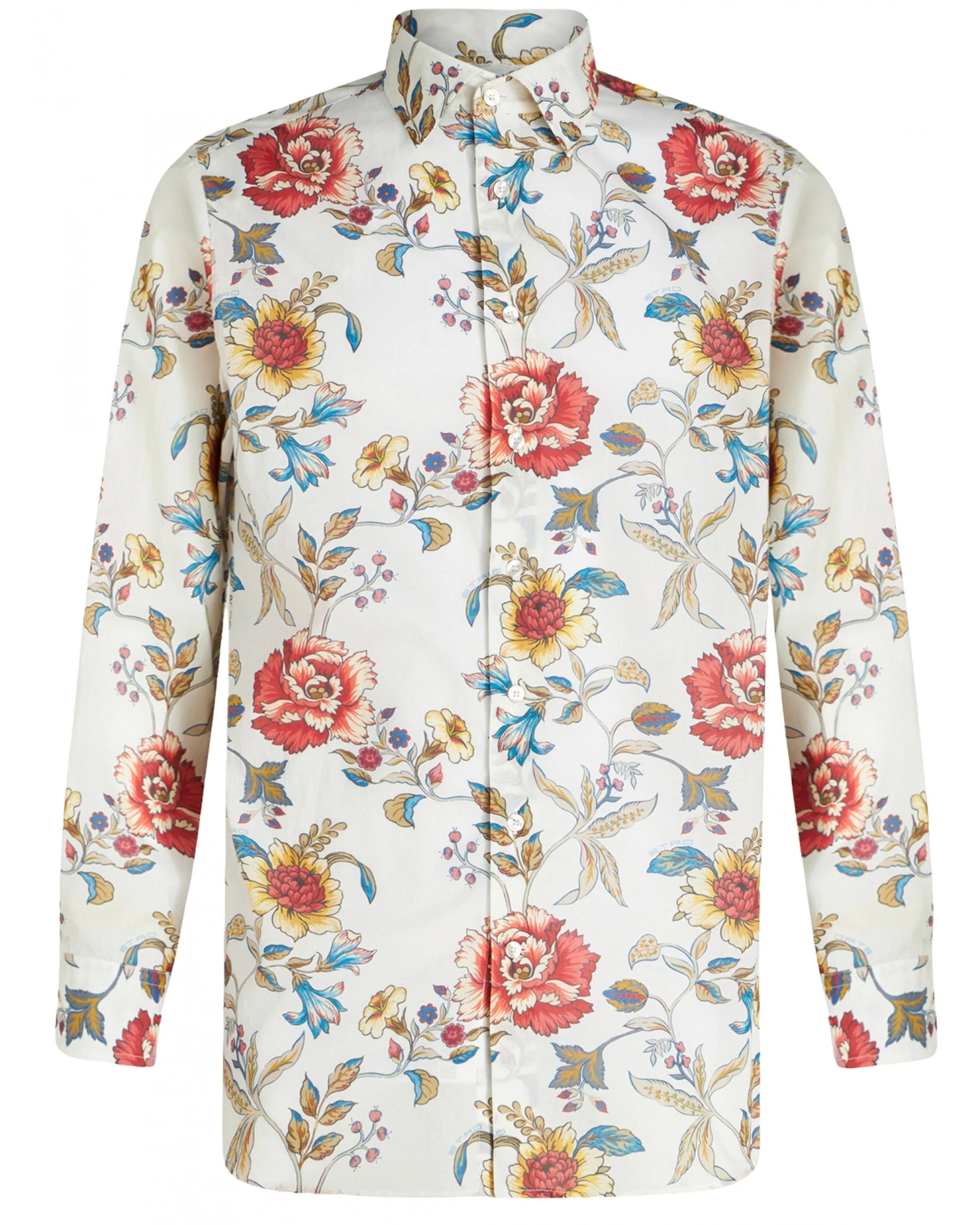 Etro Etro Mens Rose & Stem Print Shirt White 3 Etro Etro Mens Rose & Stem Print Shirt White