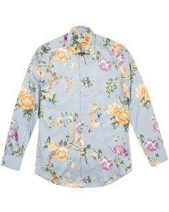 Etro Mens Sky Blue Floral Print Shirt