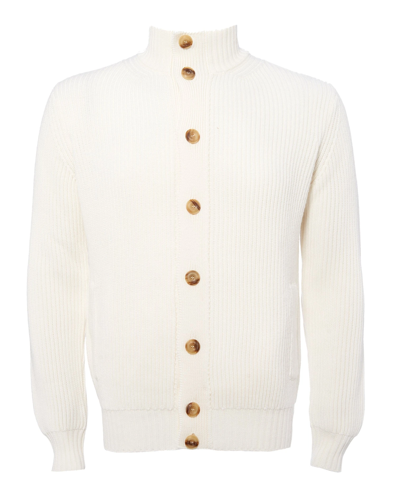 Filippo De Laurentiis Mens Funnel Neck Button Cardigan, Winter White Jumper 3 Filippo De Laurentiis Mens Funnel Neck Button Cardigan, Winter White Jumper