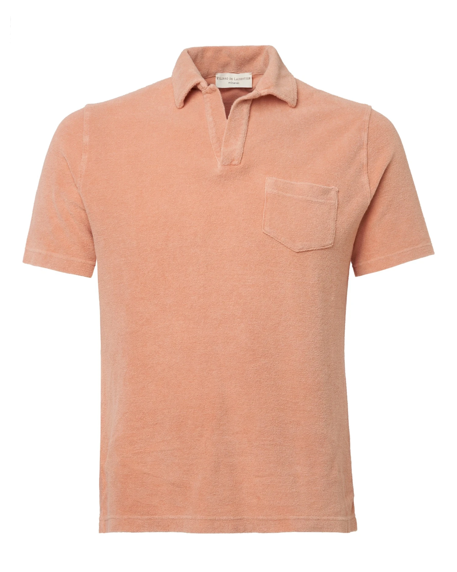 Filippo De Laurentiis Mens Peach Skipper Collar Towelling Polo Shirt 3 Filippo De Laurentiis Mens Peach Skipper Collar Towelling Polo Shirt