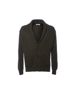 Filippo De Laurentiis Mens Ribbed Shawl Neck Cardigan Moss Green