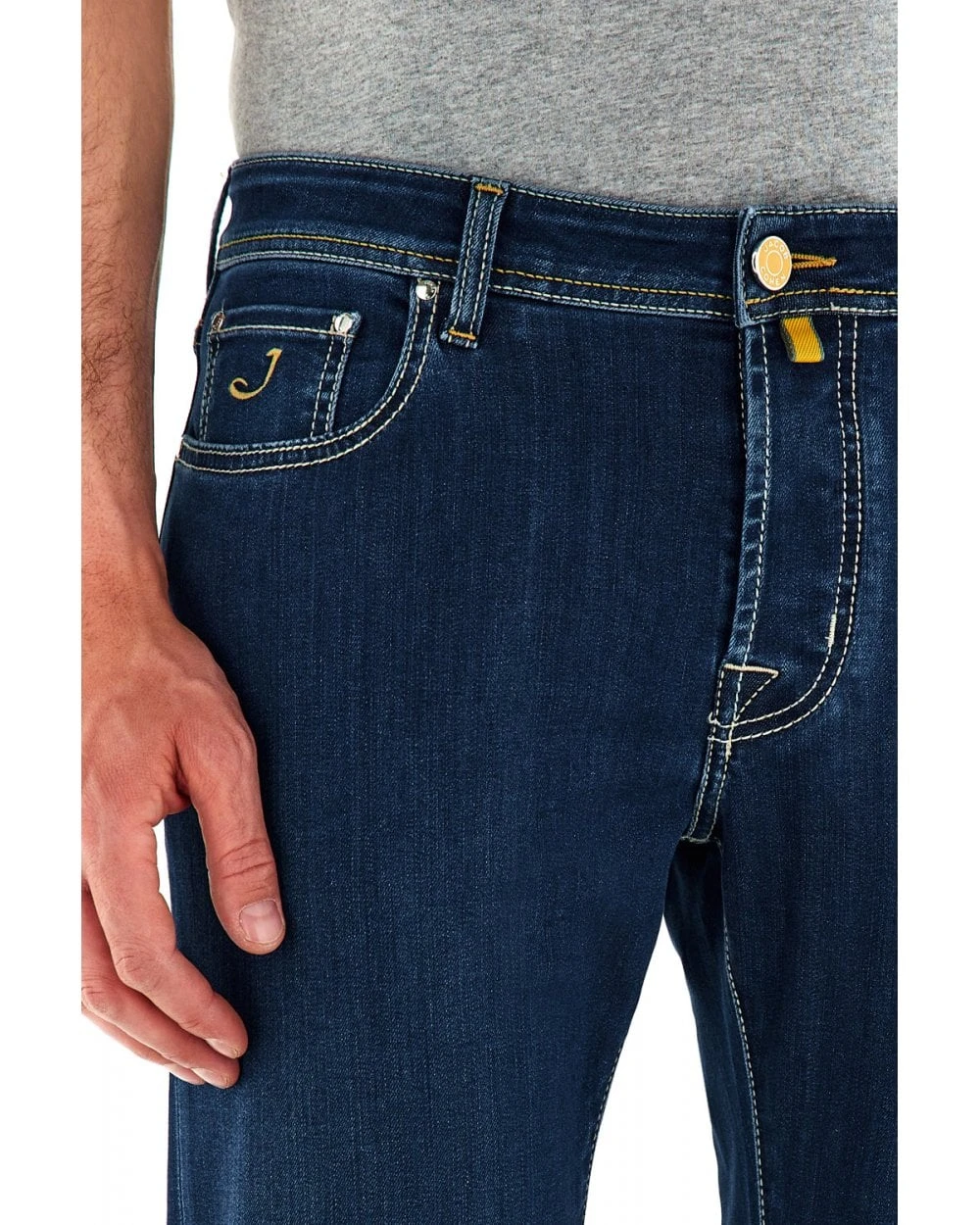 Jacob Cohen Mens Bard Pony Badge Slim Jean Clean Wash Blue 5 Jacob Cohen Mens Bard Pony Badge Slim Jean Clean Wash Blue - Image 3