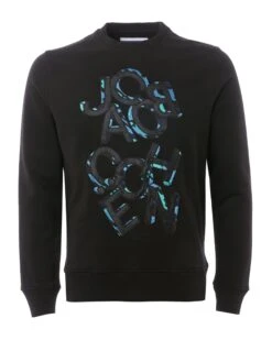 Jacob Cohen Mens Embroidered Jumbled Logo Sweatshirt, Black Jumper