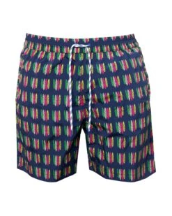 Jacob Cohen Mens Surfboards Print Swim Shorts, Navy Swimming Trunks