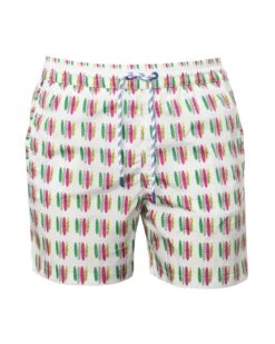 Jacob Cohen Mens Surfboards Print Swim Shorts, White Swimming Trunks